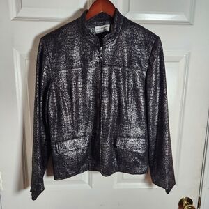 Alfred Dunner Black Bomber Jacket